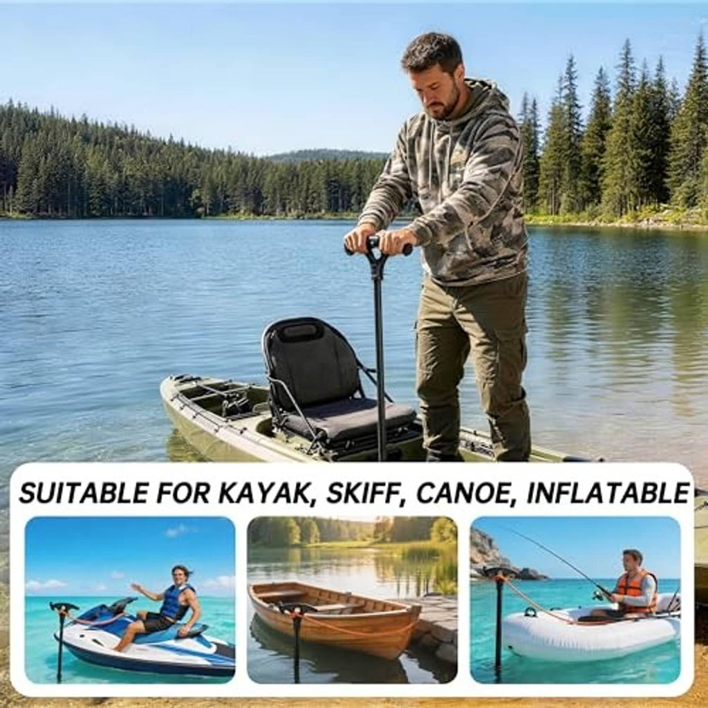 Anchor pole with hook shown for kayak, skiff, canoe, and inflatable boats