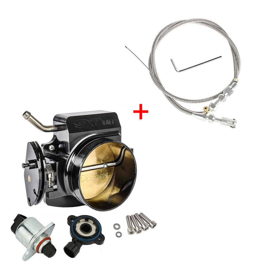 92mm throttle body kit with TPS sensor, idle air control valve, and cable