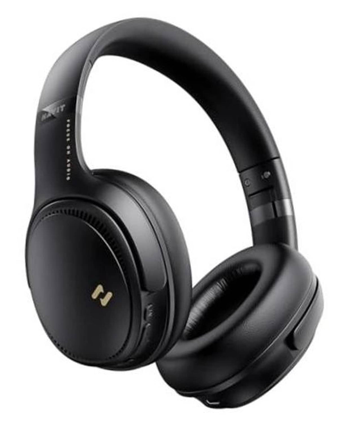 Black over-ear wireless headphones with padded ear cushions and adjustable headband