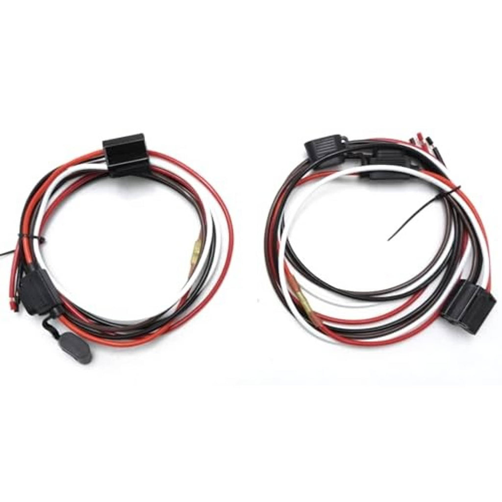 Pair of relay wiring harnesses with black connectors and red/black wire leads