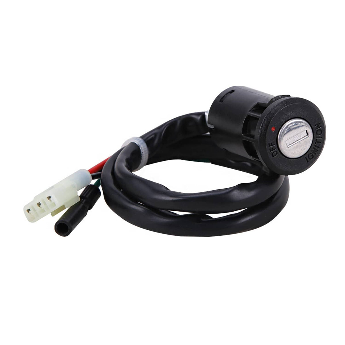 Ignition switch with wire harness and white multi-pin connector plug
