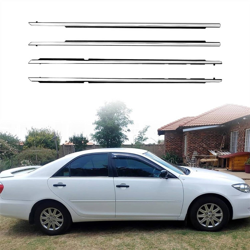Car window weather strip molding trim set on side doors, black rubber seal strips