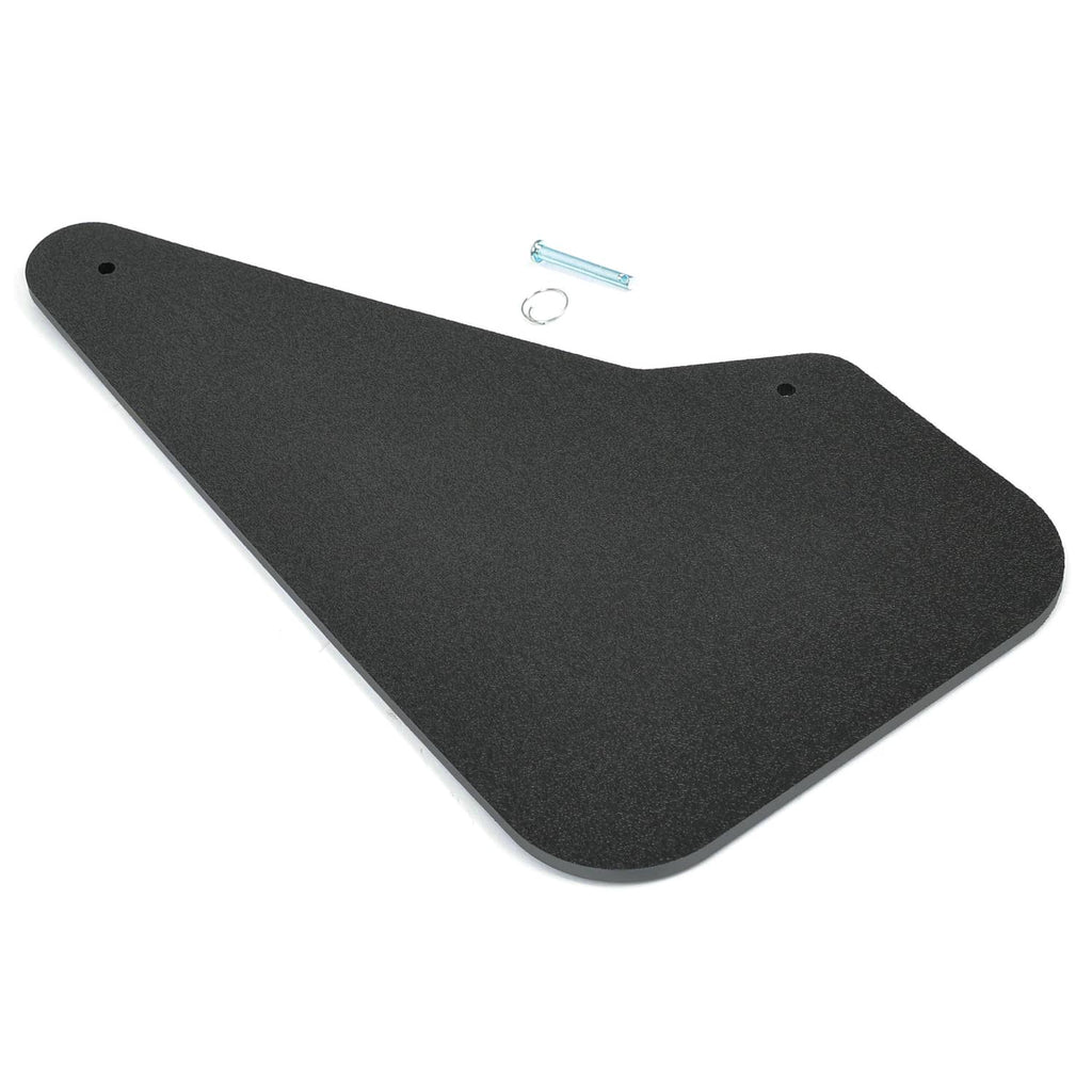 Black rudder blade with two mounting holes and mounting hardware