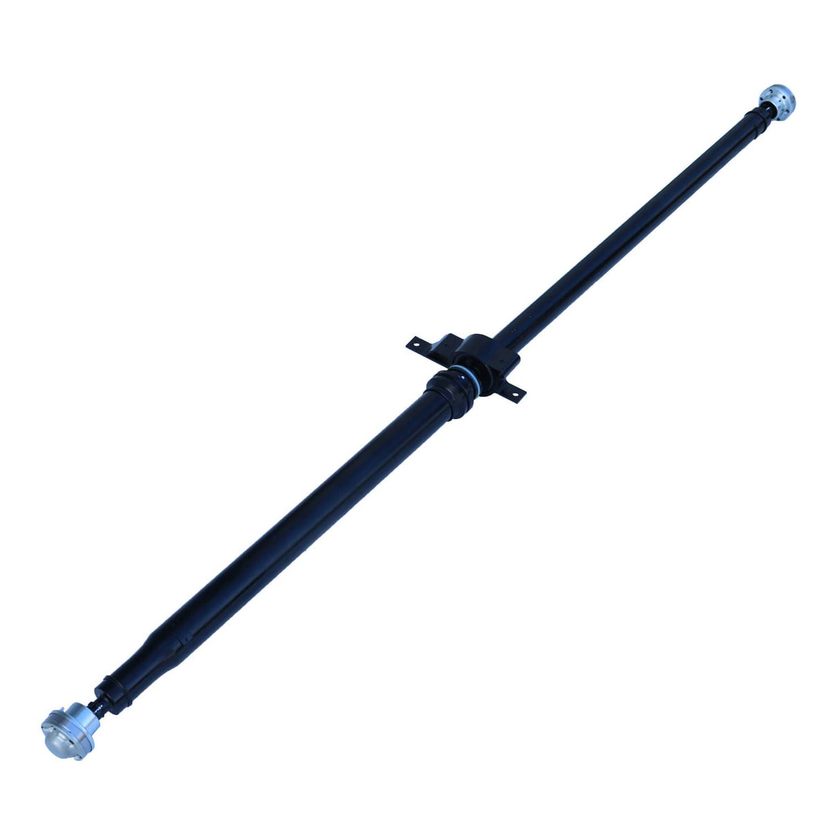 Rear driveshaft prop shaft assembly diagonal view with U-joint area and end flange