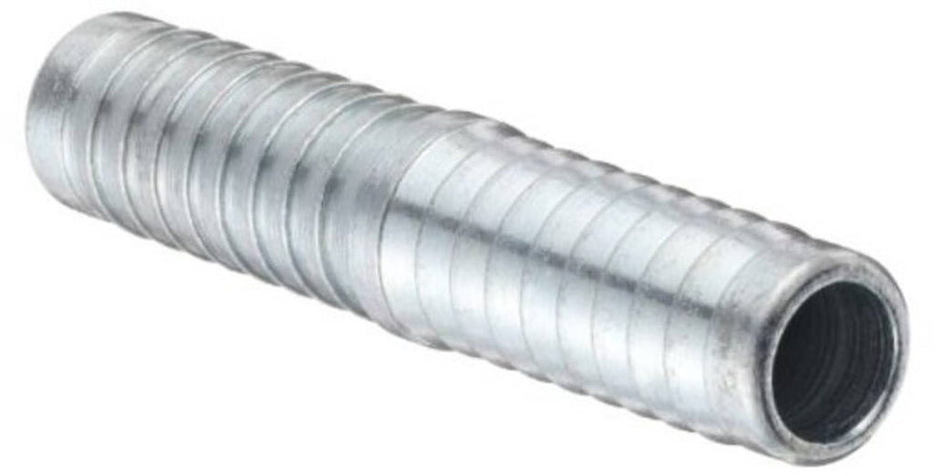 Zinc-plated steel barbed hose mender fitting with ribbed shank, hose ID 1-1/2 in