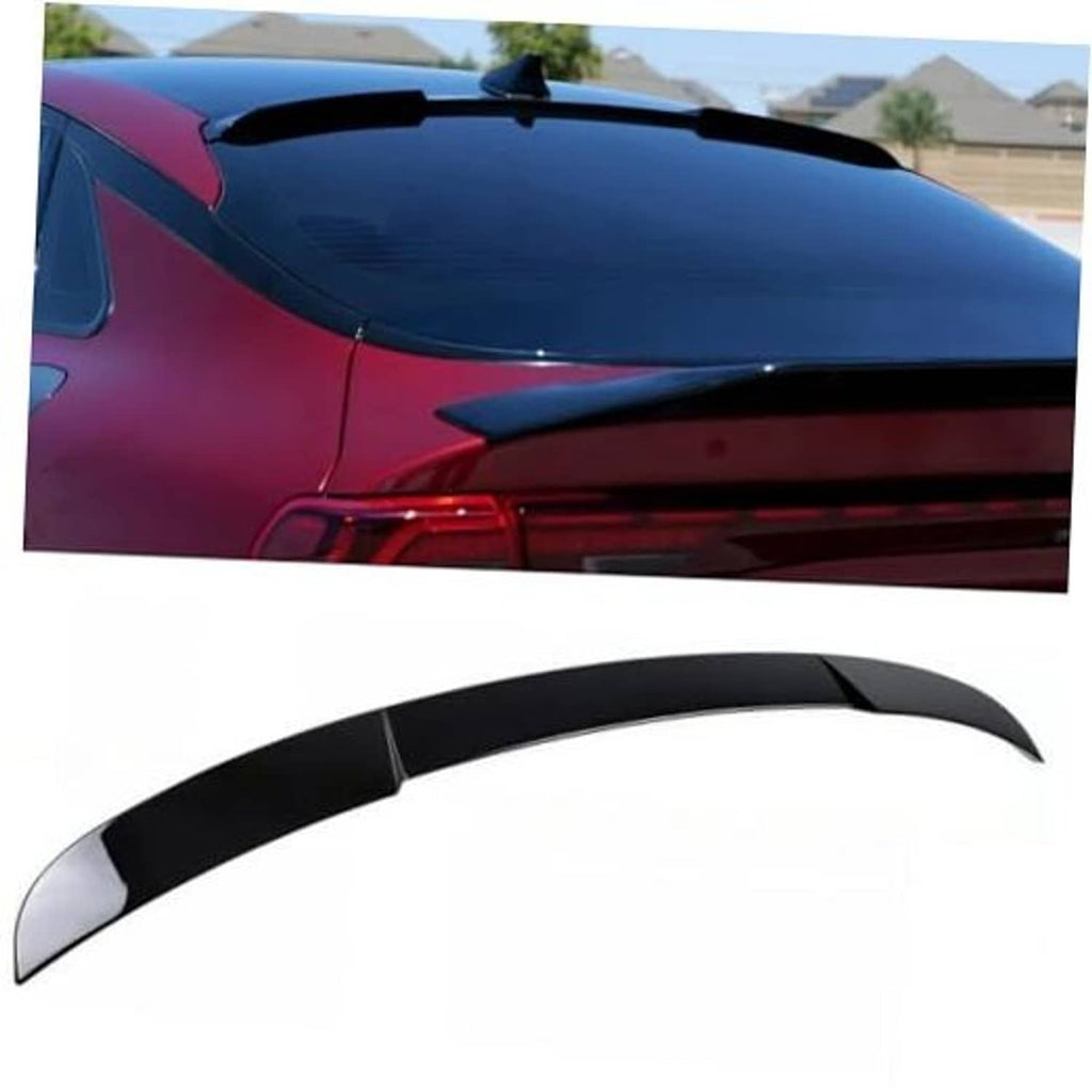 Black duckbill rear window spoiler with center mount on car roofline
