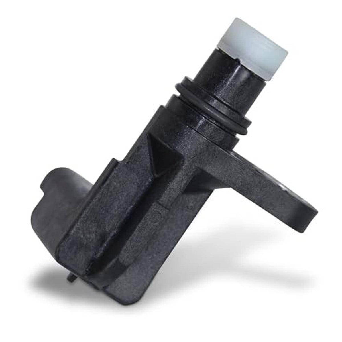 Black camshaft position sensor with white insulator and side mounting tab