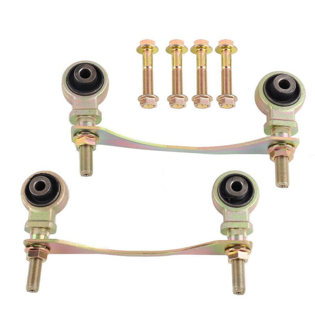 Front upper camber arm bushing replacement kit with two arms and four rubber bushings