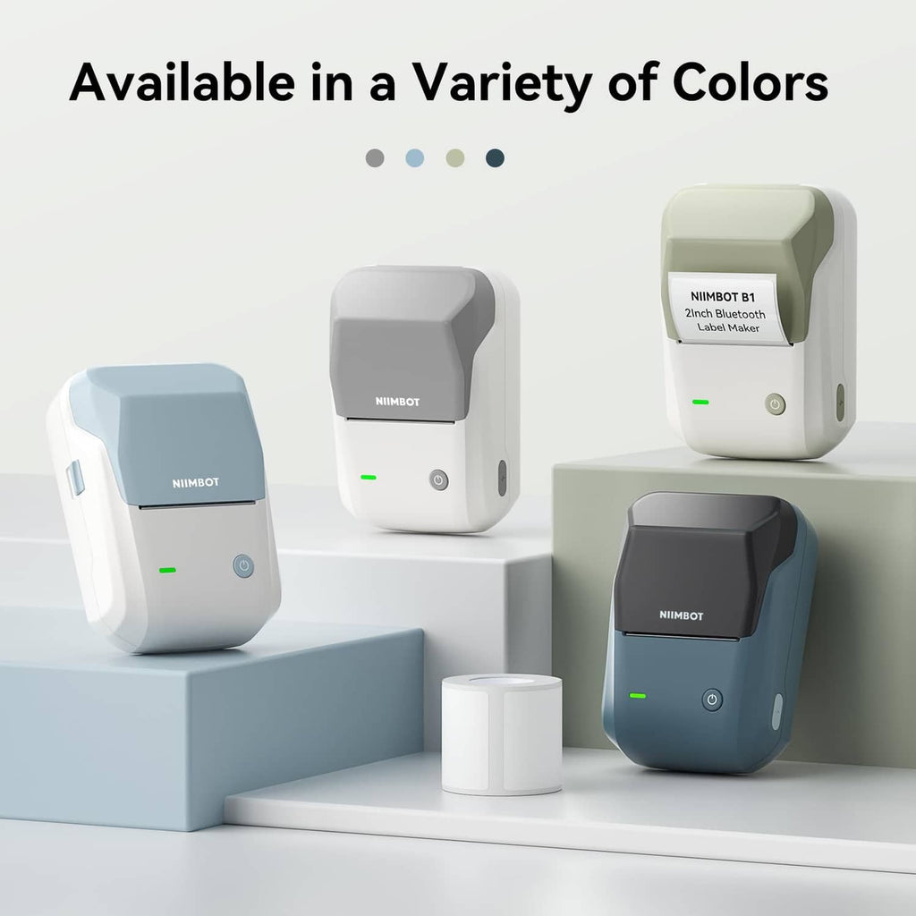 NIIMBOT B1 label printer available in multiple colors on display