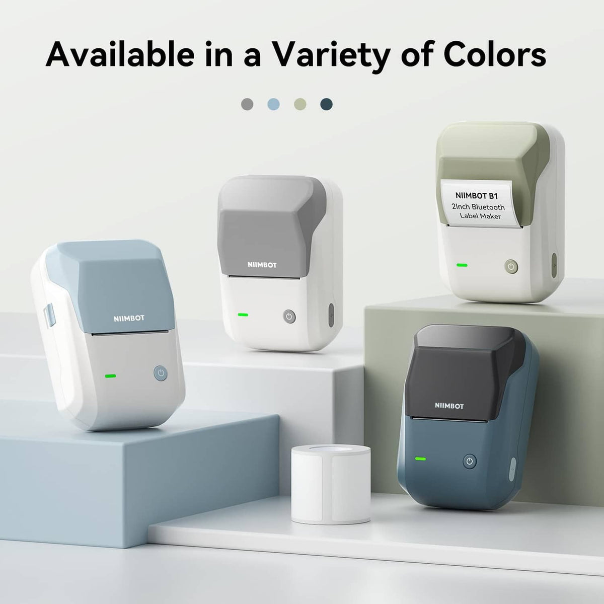 NIIMBOT B1 label printer available in multiple colors on display