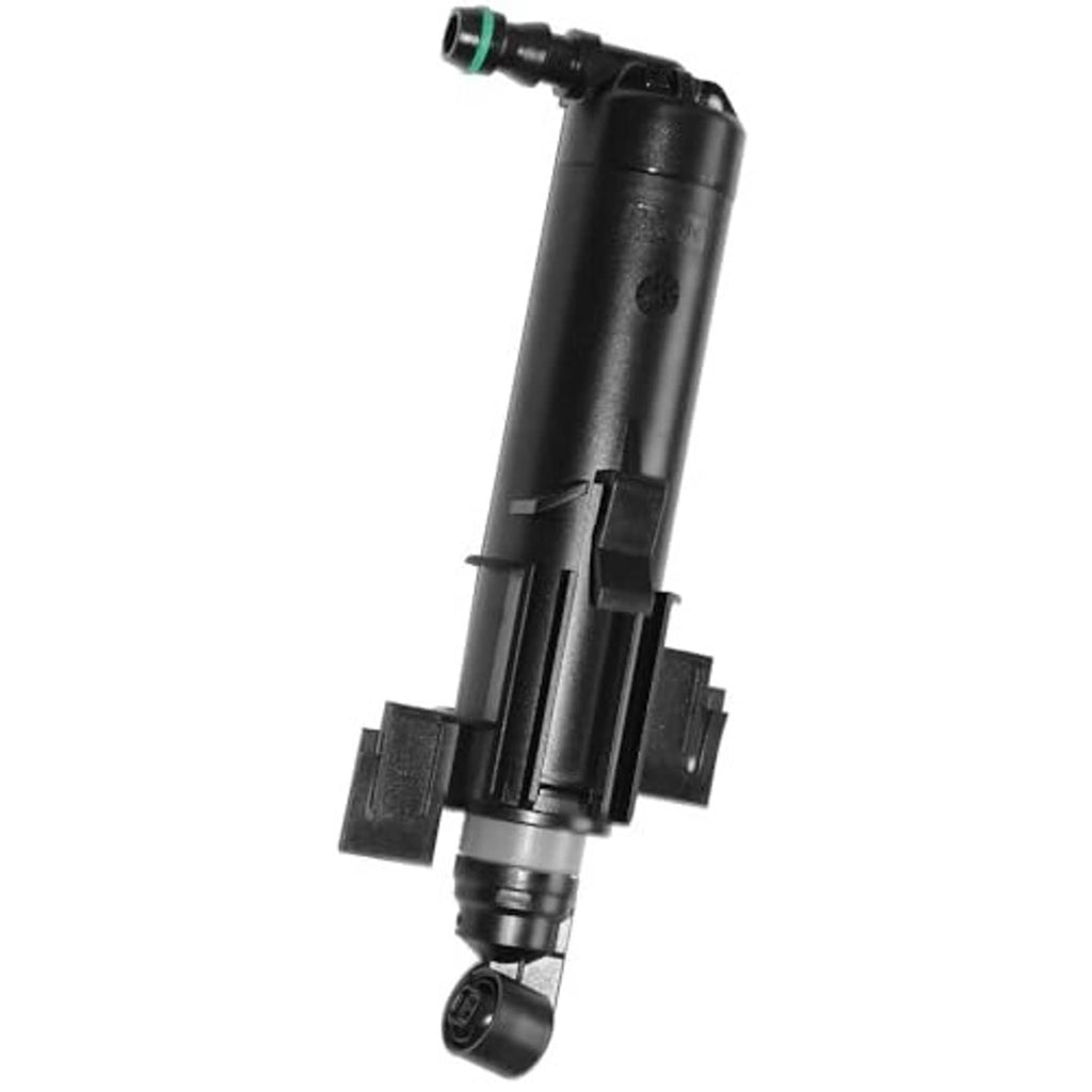 Black headlamp washer nozzle jet sprayer, with green connector and mounting brackets