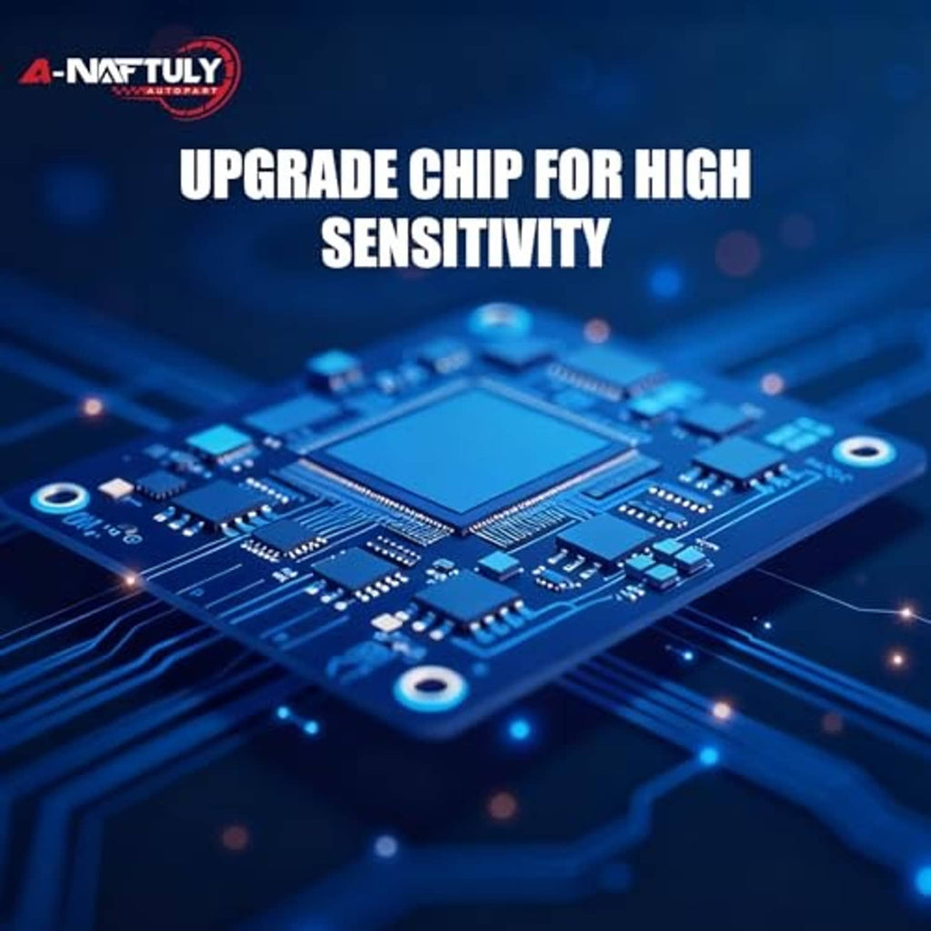 Electronics circuit board chip with glowing blue traces