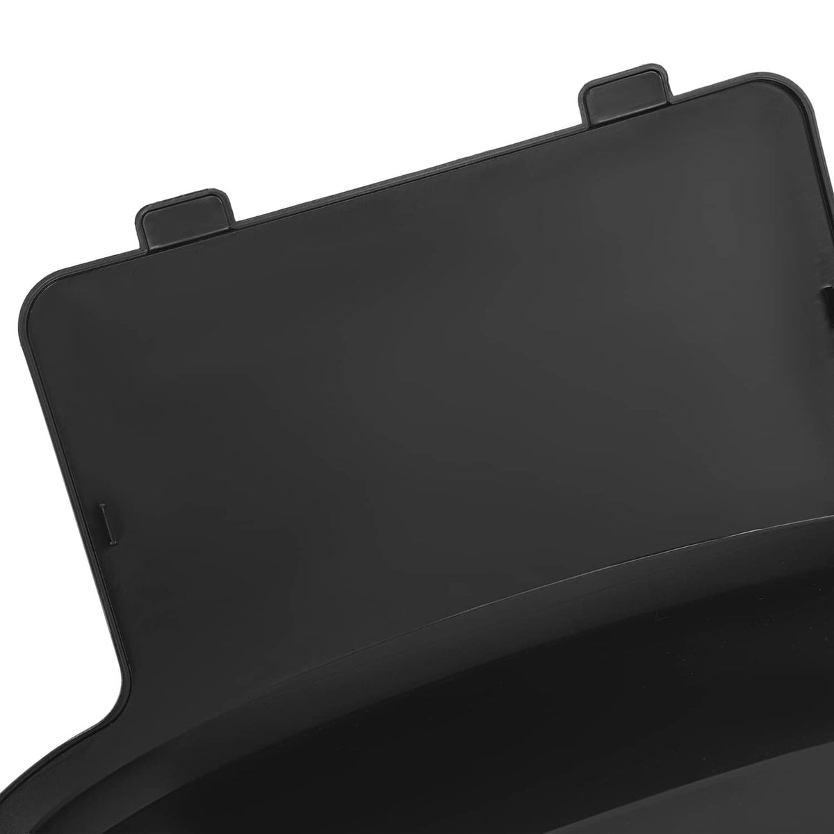 Black plastic rear bagwell cover with two raised corner tabs