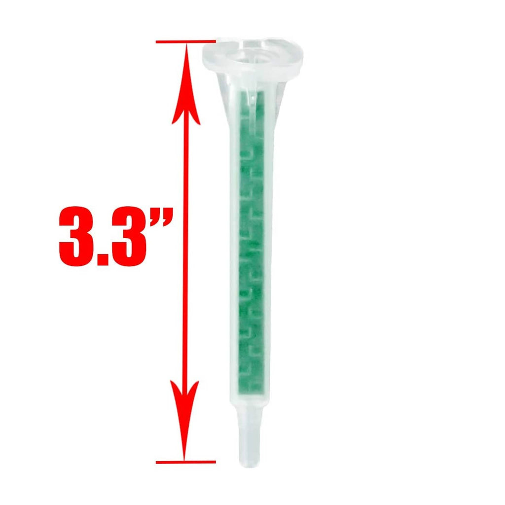 3.3 in static mixer nozzle tip, clear with green internal spiral