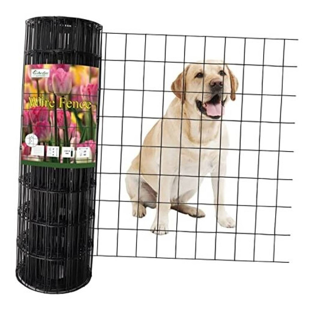 Black PVC-coated welded wire fence roll with 2 in x 3 in grid mesh