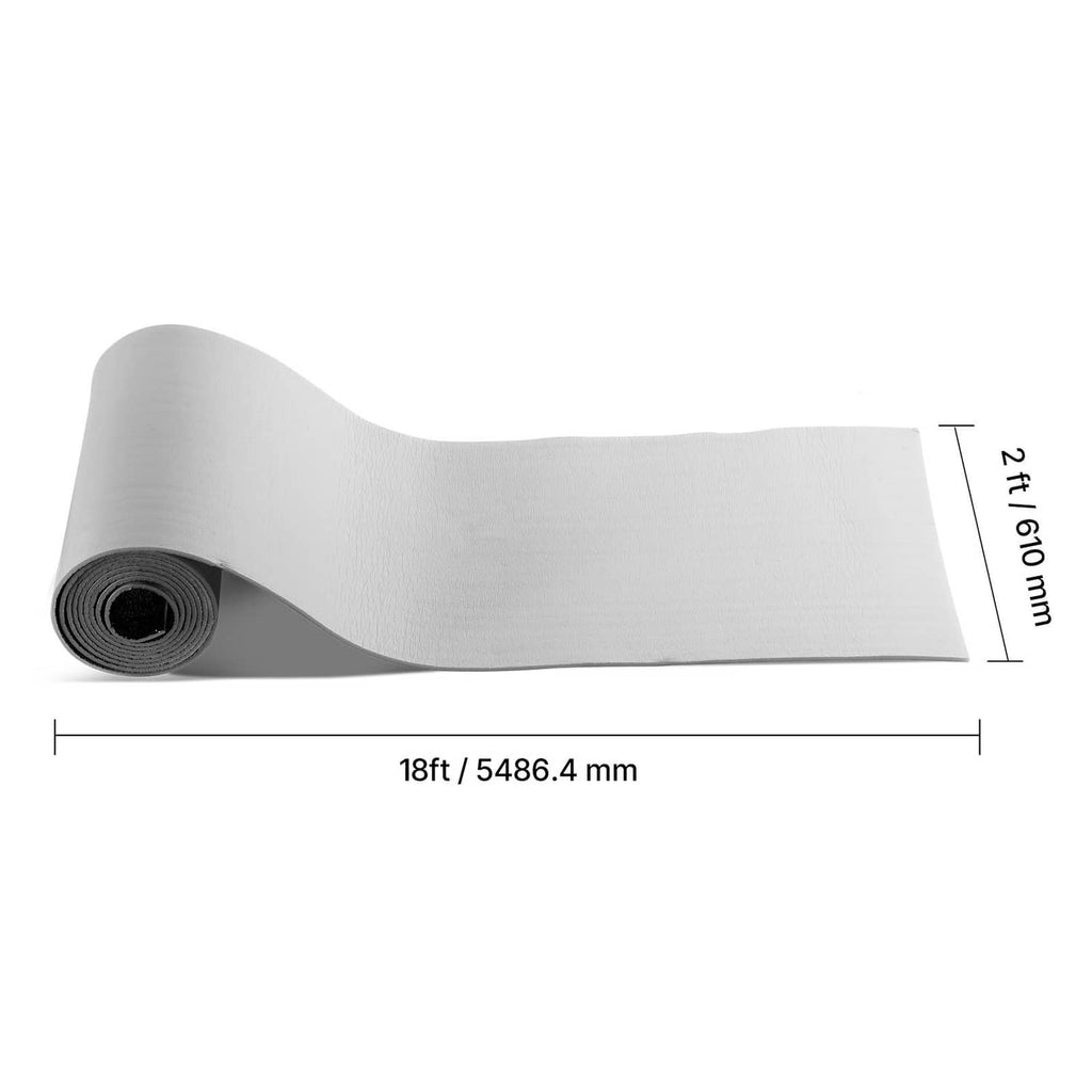 Reflective insulation roll showing 18 ft length, silver foil layer on foam backing