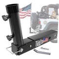 Foldable black hitch mount flagpole holder with upright pole mount and base plate