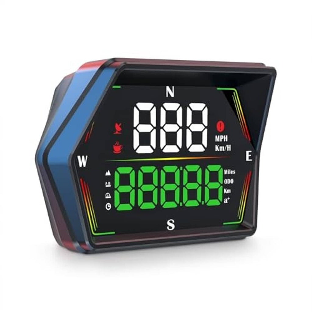 Digital GPS speedometer heads-up display showing speed and green LED digits