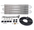 4-row aluminum transmission oil cooler with hoses and mounting hardware kit