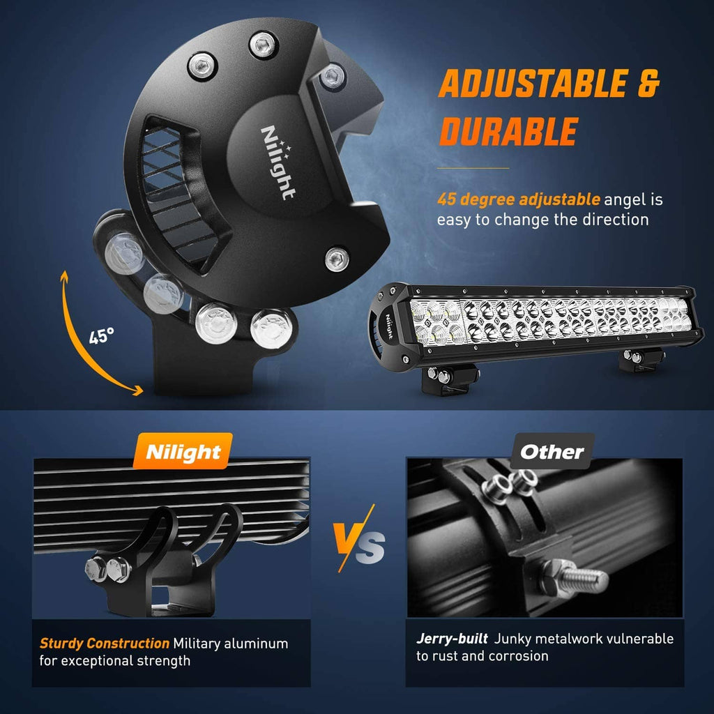 20-inch LED light bar with adjustable mounting bracket and spotlight-style LEDs