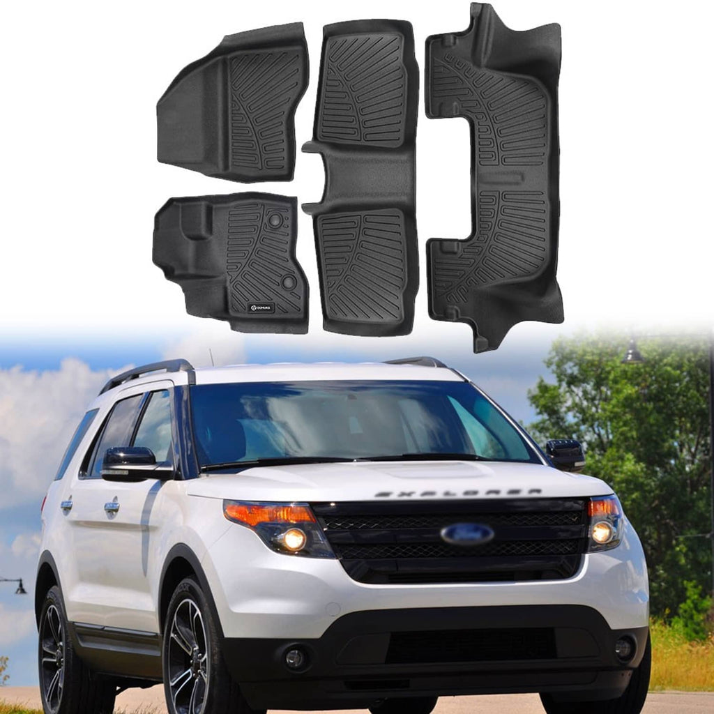 Black TPE front and rear floor mat liners set with raised grip patterns