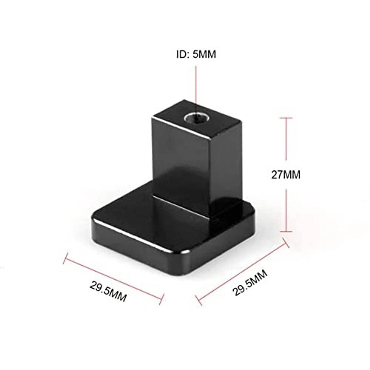 Black hood release latch base block size diagram: 27mm tall, 29.5mm wide, 5mm hole.