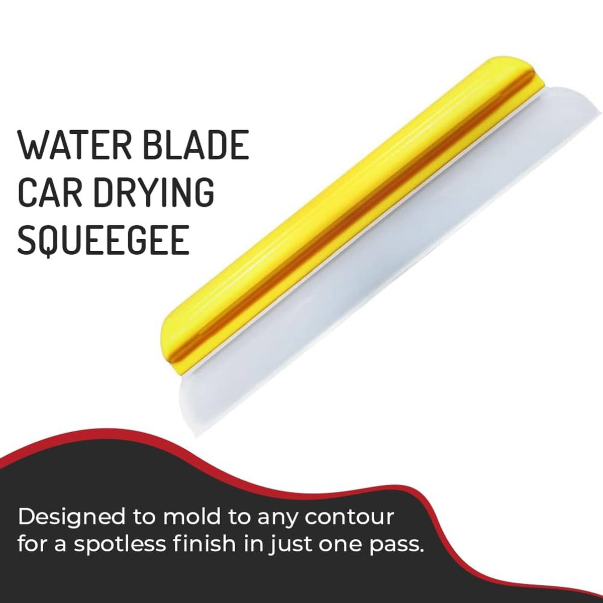 Car drying squeegee with yellow handle and translucent water-blade edge