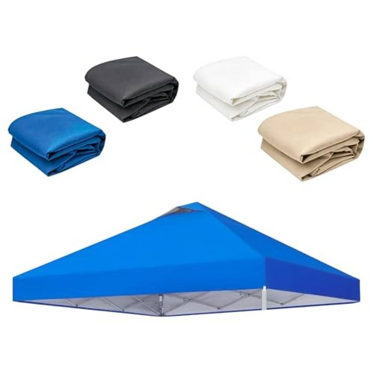 Replacement canopy top cover, blue canopy top shown with folded covers in four colors