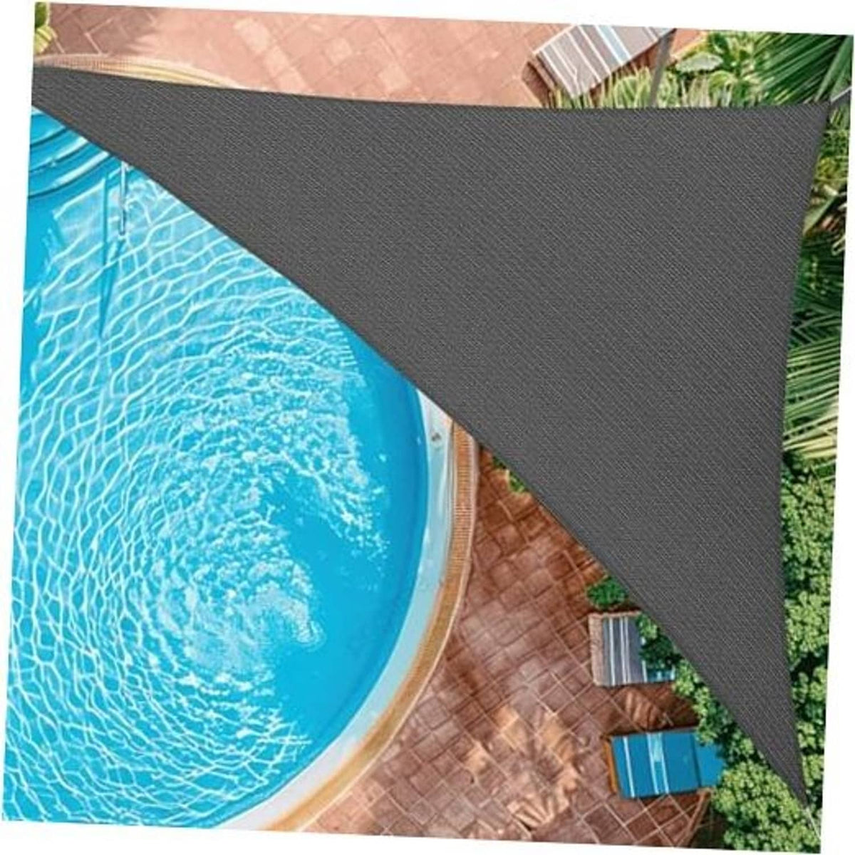Dark gray curved shade sail for outdoor pool patio