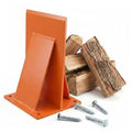 Orange firewood kindling splitter stand with base plate and included screws