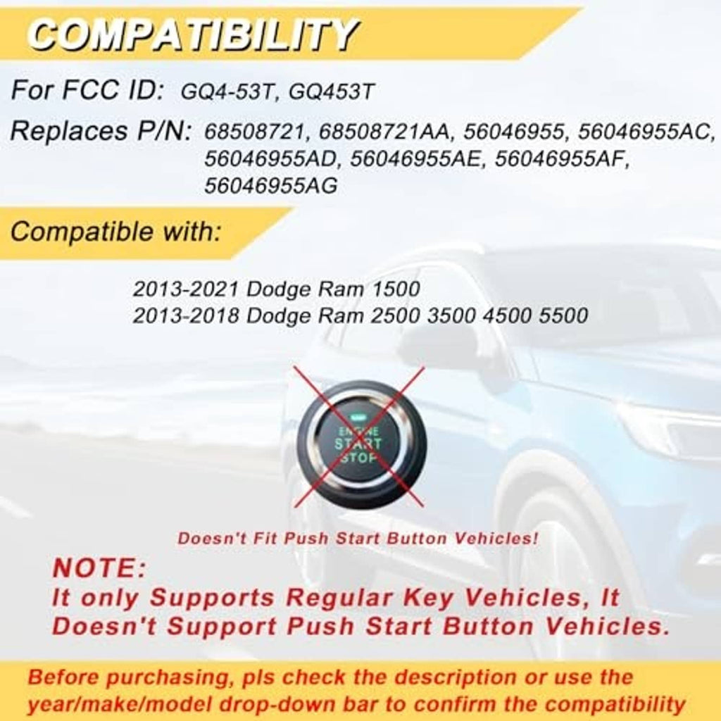 Black key fob replacement remote with lock/unlock and red PANIC button