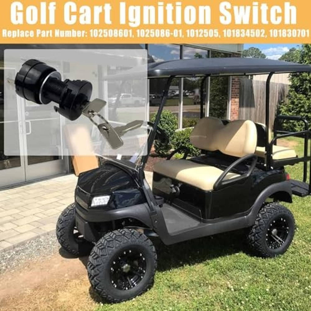 Black ignition key switch with metal terminals and included keys and hardware