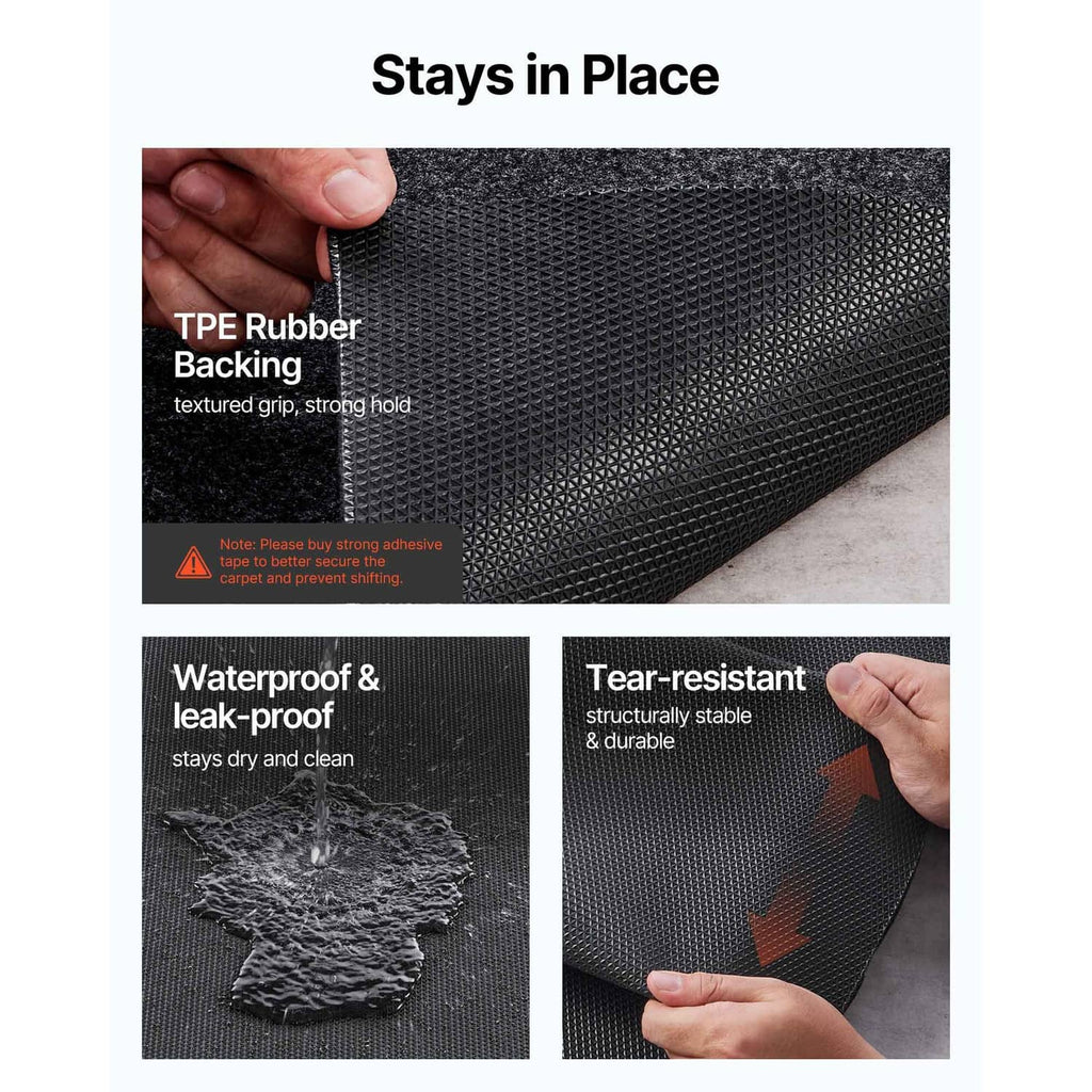 Dark gray oil spill mat with textured TPE rubber backing for grip