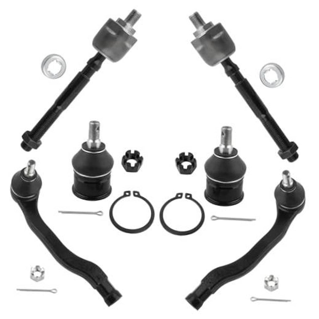 Front suspension tie rod and lower ball joint replacement set with hardware