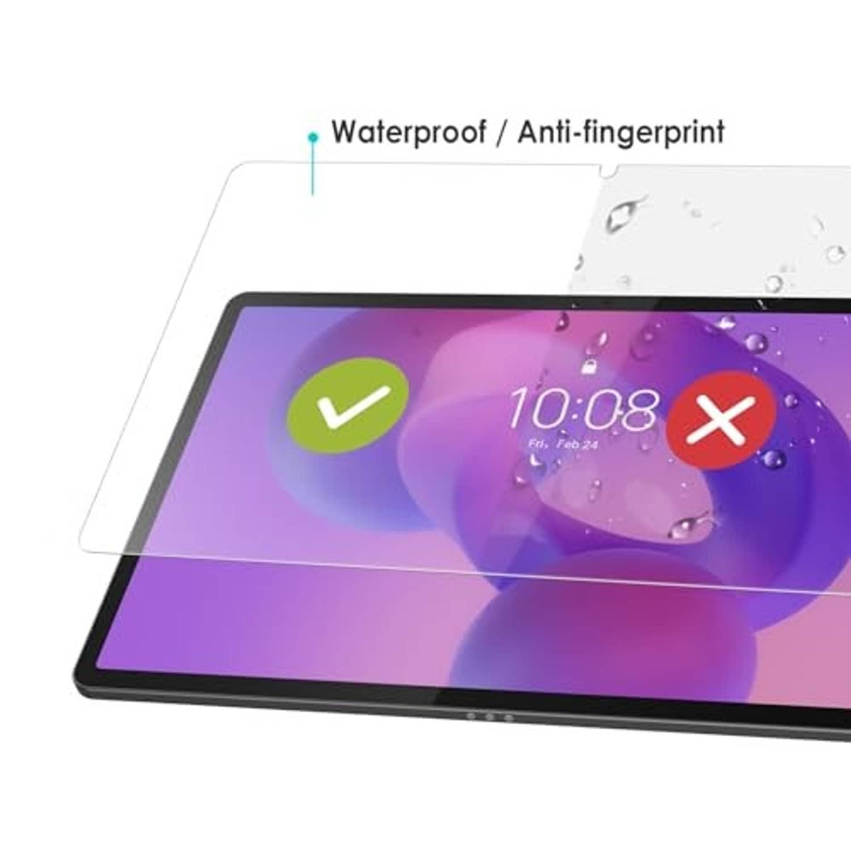 Tablet tempered glass screen protector with water droplet resistance and anti-fingerprint