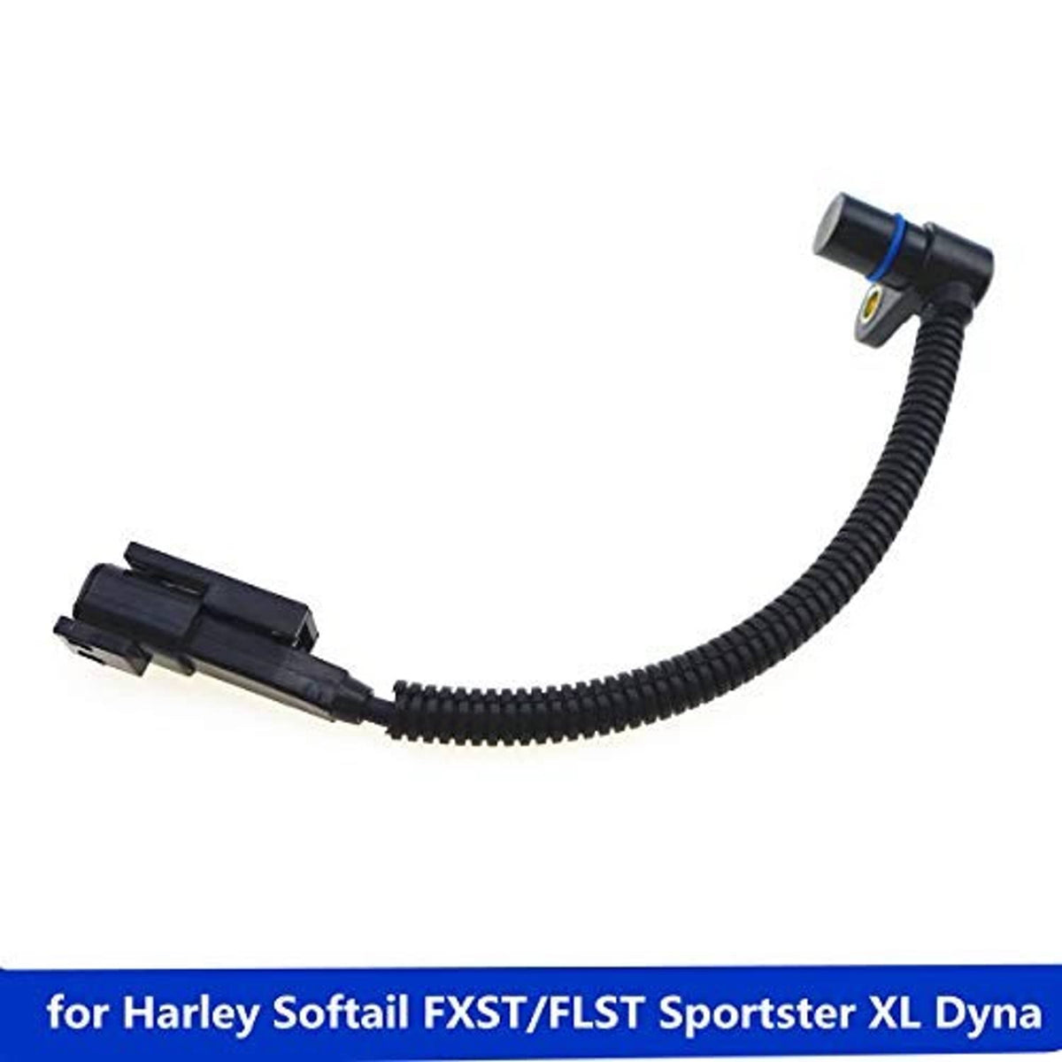 Crankshaft position sensor wiring harness with two ends and black ribbed cable