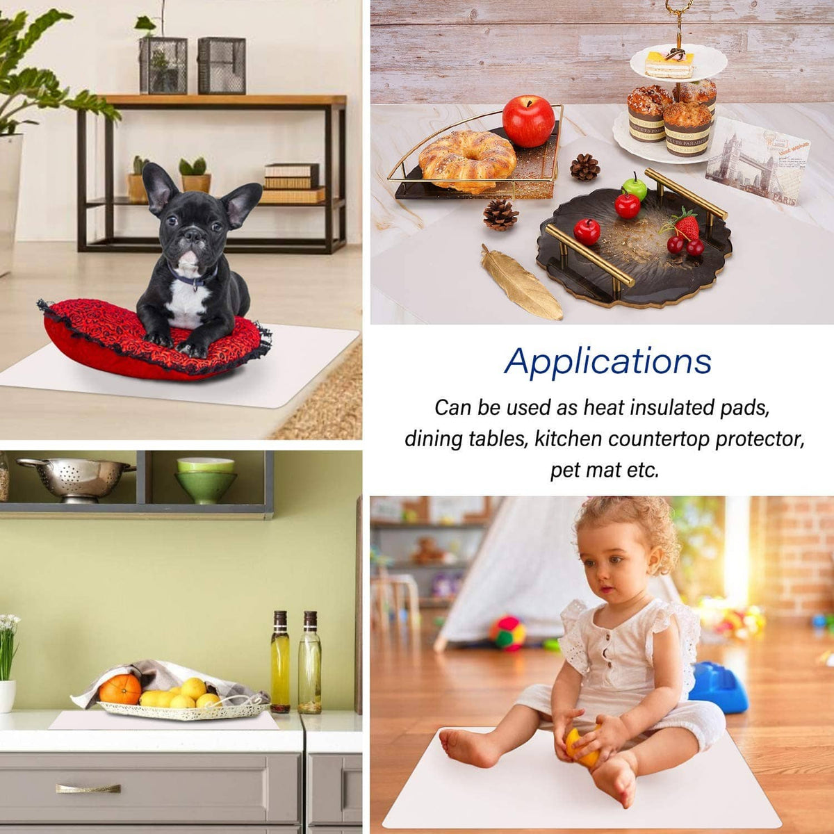 Silicone mat for home use, large flat protective surface for tables and pets