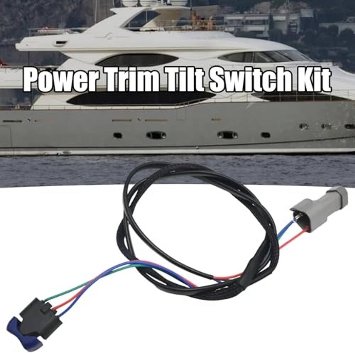 Power trim tilt switch kit wiring harness with black leads and grey sensor plug