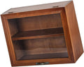 Wooden shadow box display case with glass front and metal pull handle