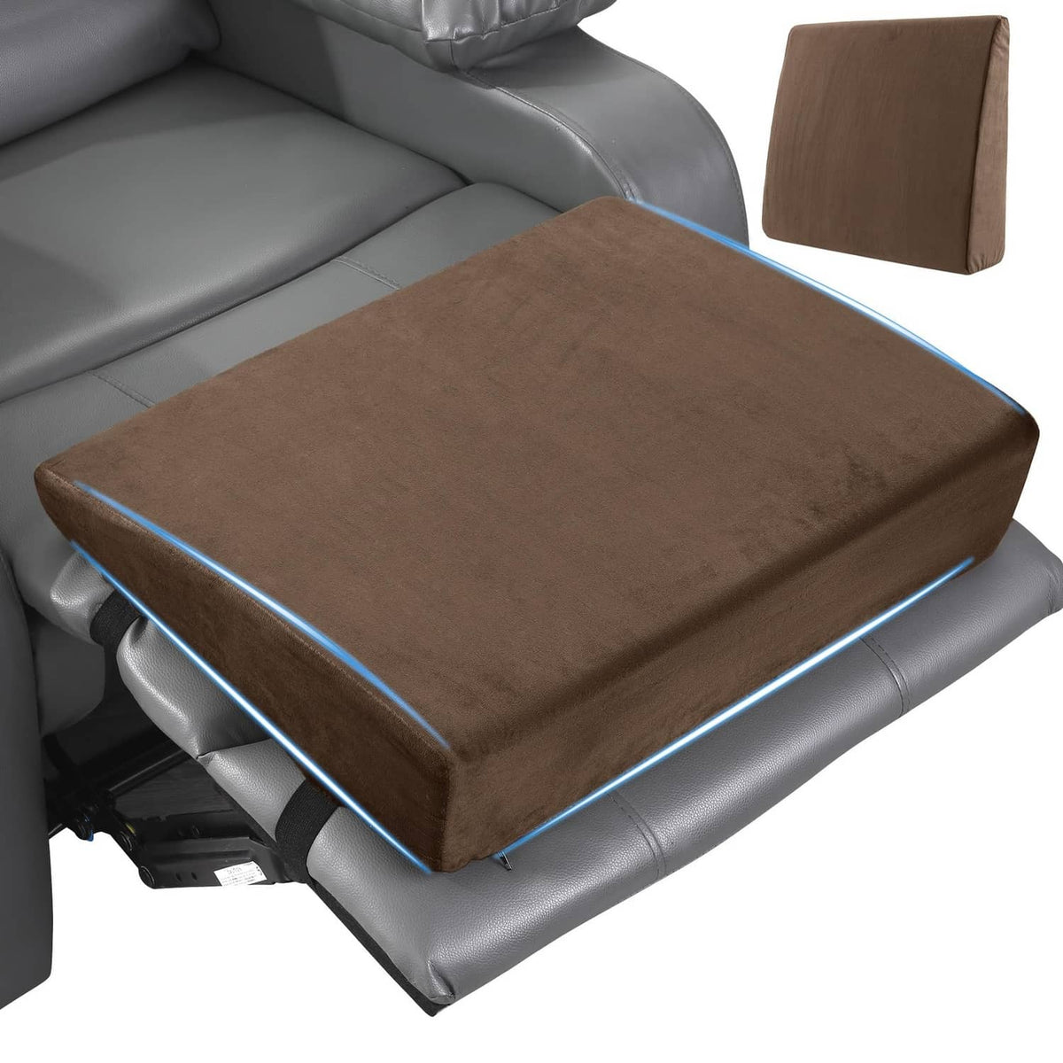 Coffee-brown wedge recliner leg pillow with foam cushion for foot support