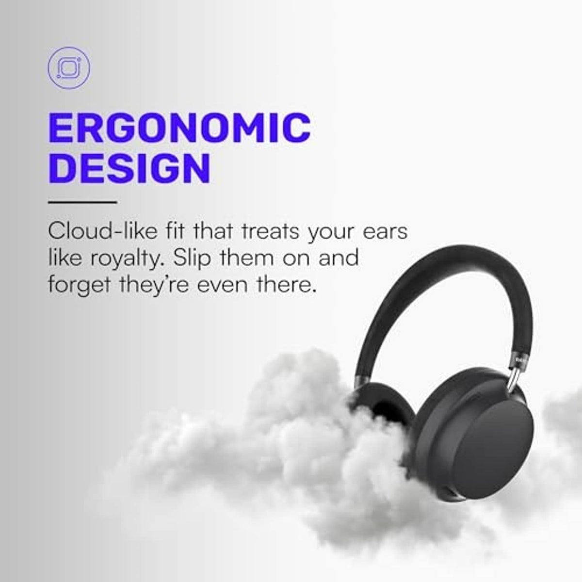 Black over-ear Bluetooth headphones with cushioned earcups and adjustable metal slider