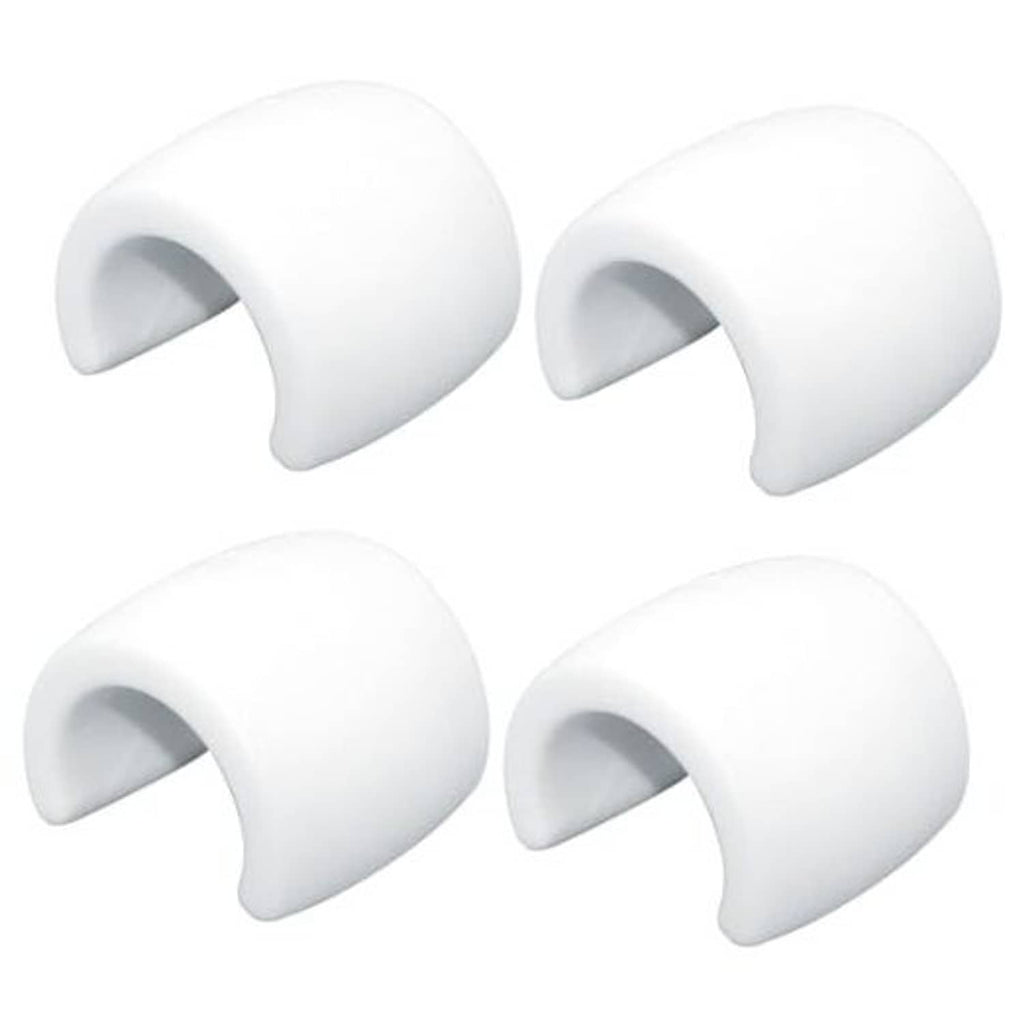 Set of four white U-shaped pool cleaner hose floats with open ends