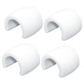 Set of four white U-shaped pool cleaner hose floats with open ends