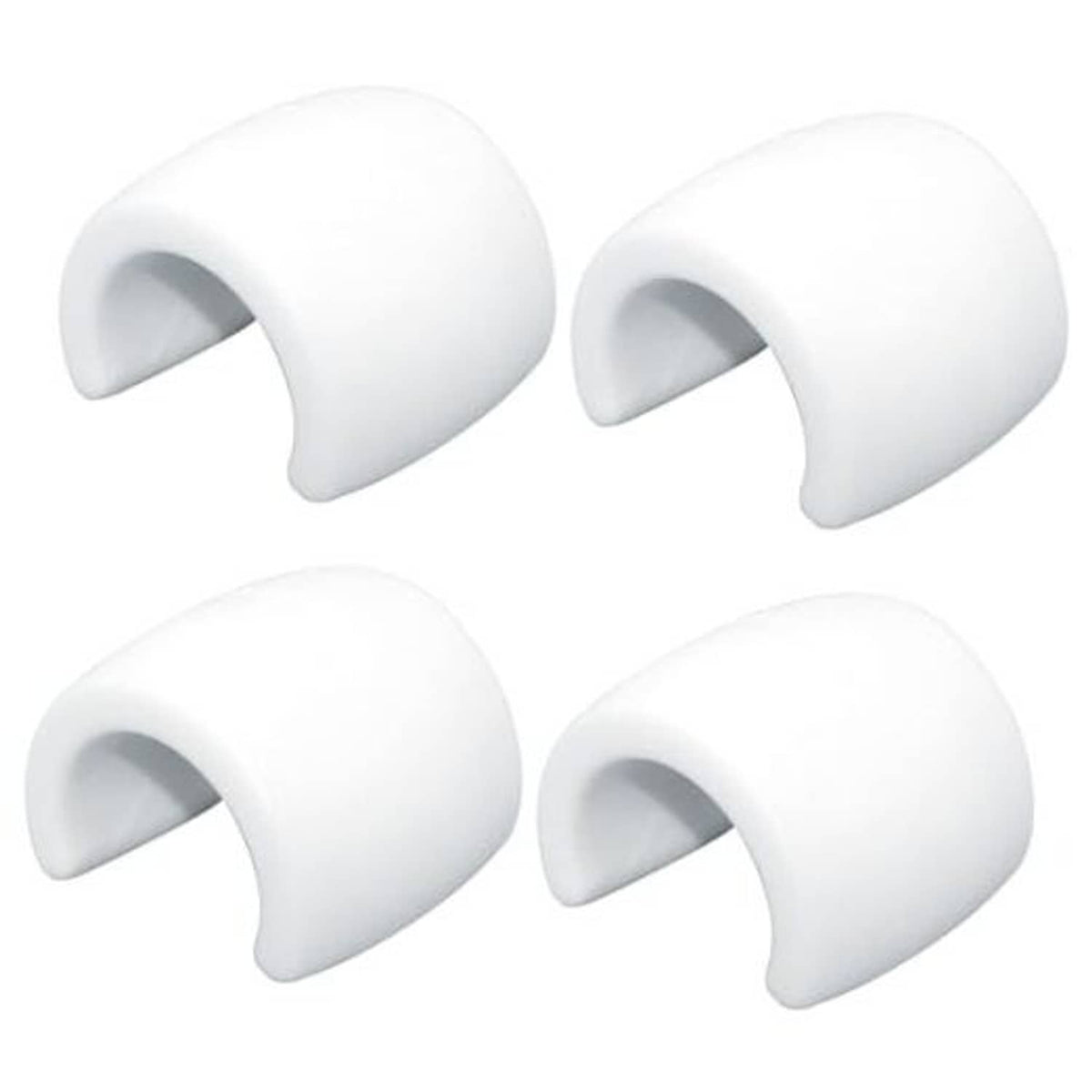 Set of four white U-shaped pool cleaner hose floats with open ends