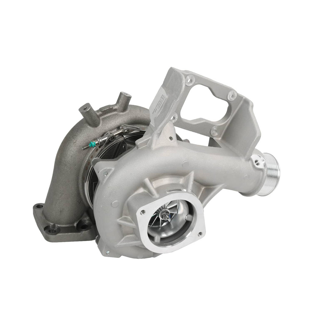 Remanufactured turbocharger assembly with metal housing and compressor outlet