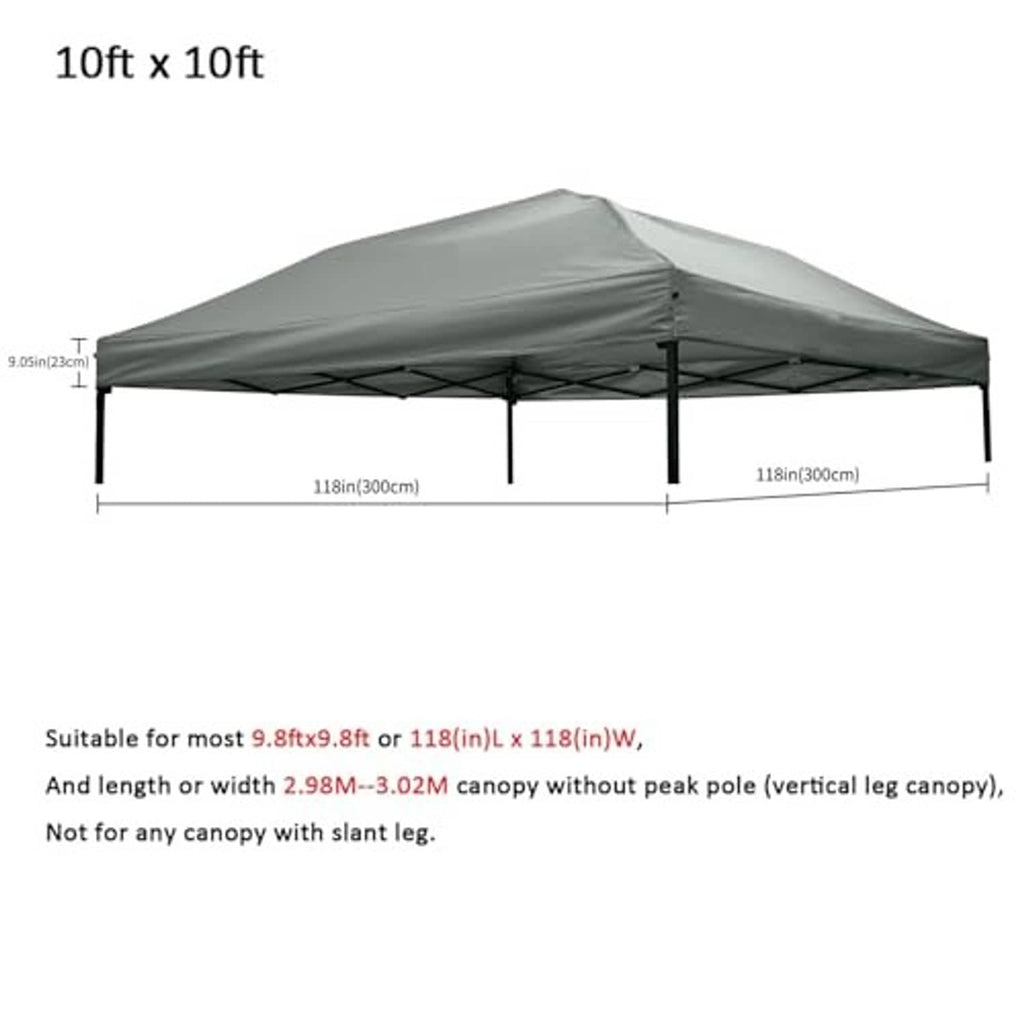 Gray 10x10 canopy replacement top, slanted roof with central and corner support