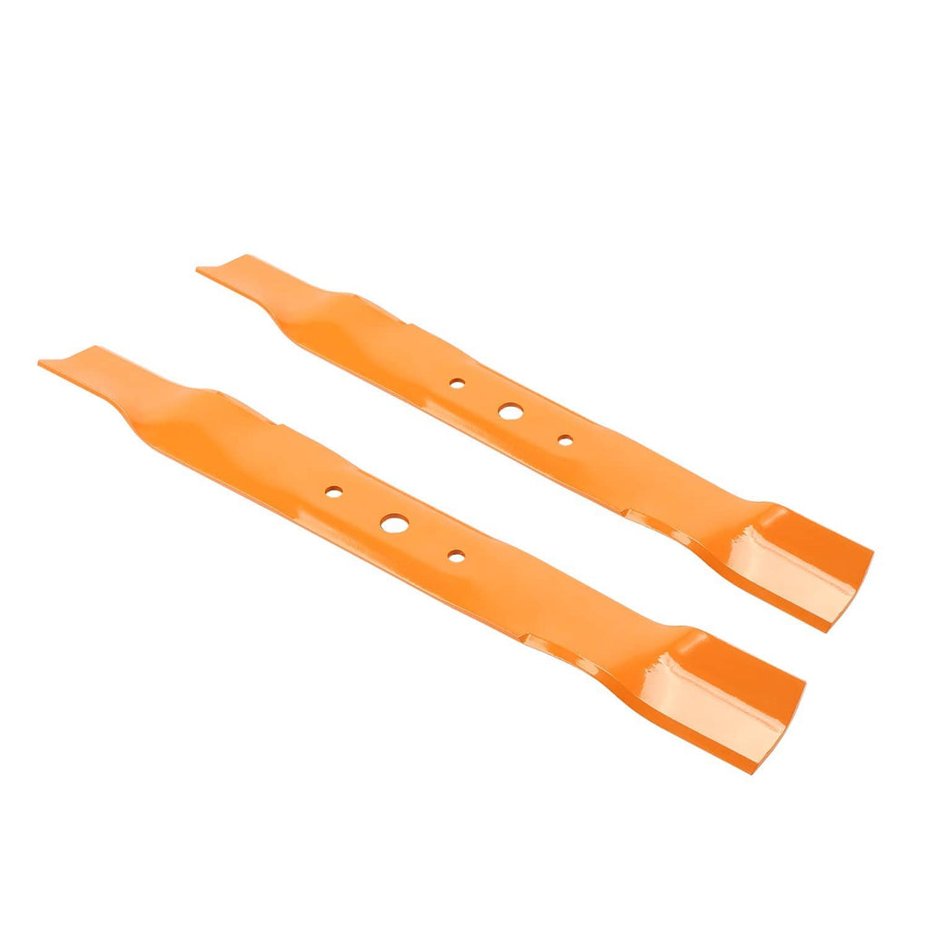 Deck spindle blade belt kit with two orange deck blades and mounting holes