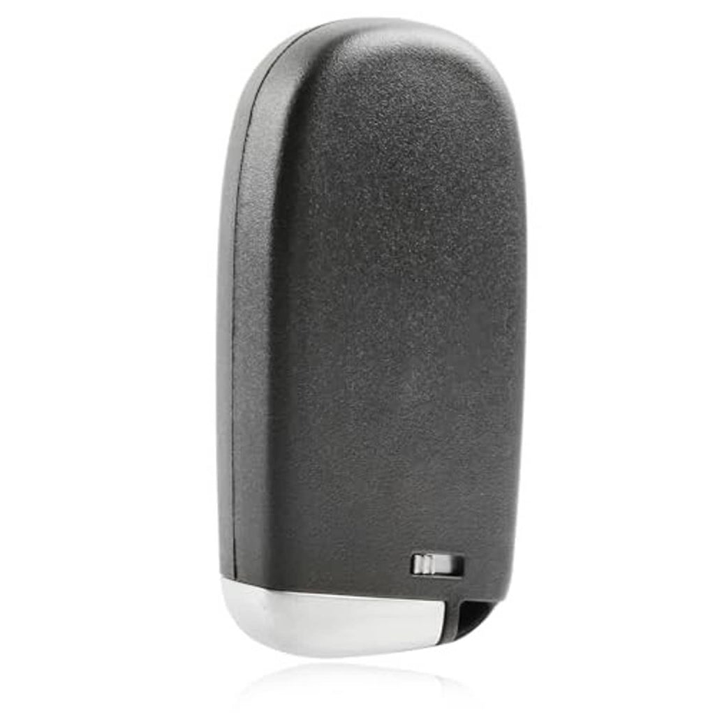 Black car key fob remote with metal key slot on the back