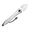 Silver chrome exterior door handle with black keyless wiring and round sensor