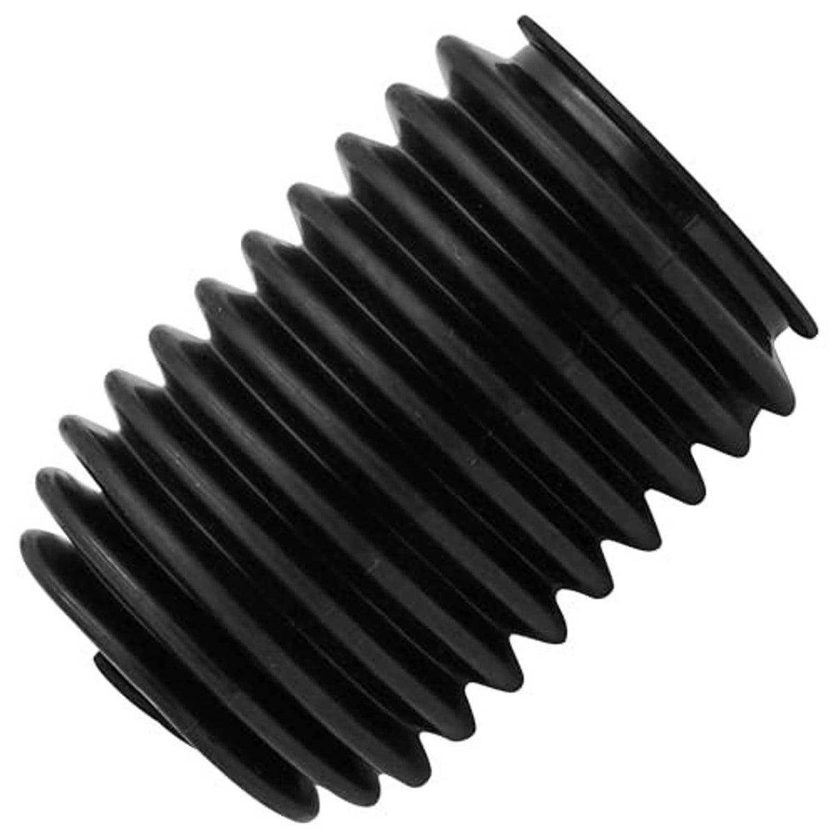 Black accordion-style steering rack boot bellows with thick ribbing